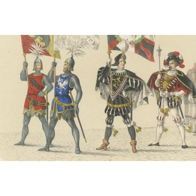 The Bernese Banners A Splendid Procession of Knights & Honor Guards, 1855, Print For Sale - Image 3 of 11
