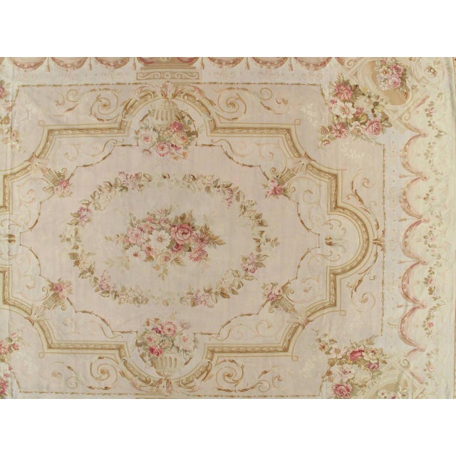 Antique French Aubusson Carpet, Fine Pale Pink, Rose, Taupe, Elegant Carpet For Sale - Image 16 of 18