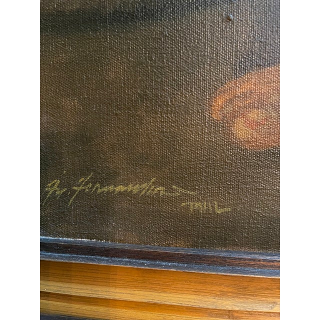 Textile Mid 20th Century Continental School Portrait Oil Painting, Framed For Sale - Image 7 of 9