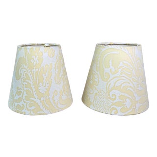 Contemporary Yellow Fortuny Lampshades - A Pair For Sale