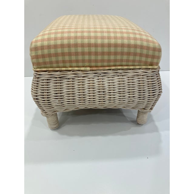 Vintage Pair of Petite Wicker Ottomans For Sale In Boston - Image 6 of 9