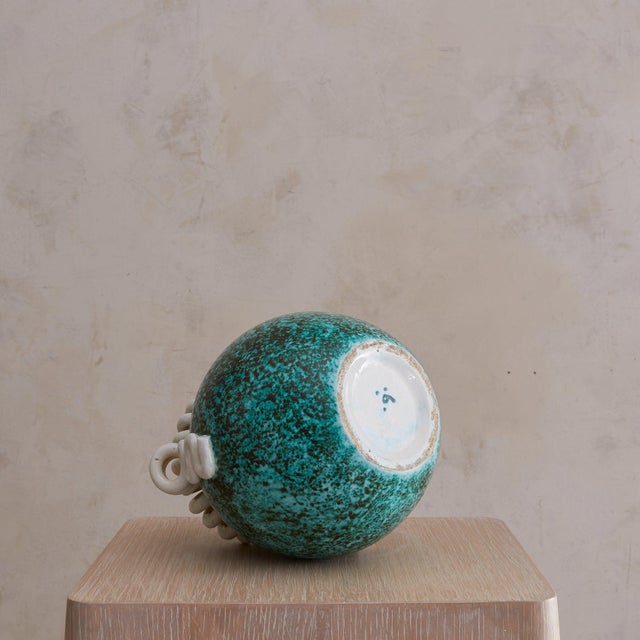 French Turquoise Ceramic Vase by Gustave Asch, 1940s For Sale - Image 16 of 18