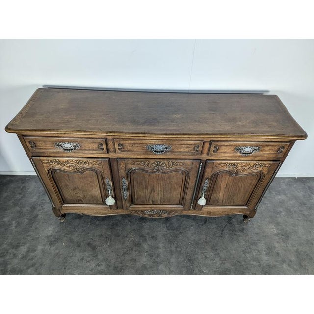 Rustic Neo-Rustic Louis XV Style Oak Sideboard For Sale - Image 3 of 9