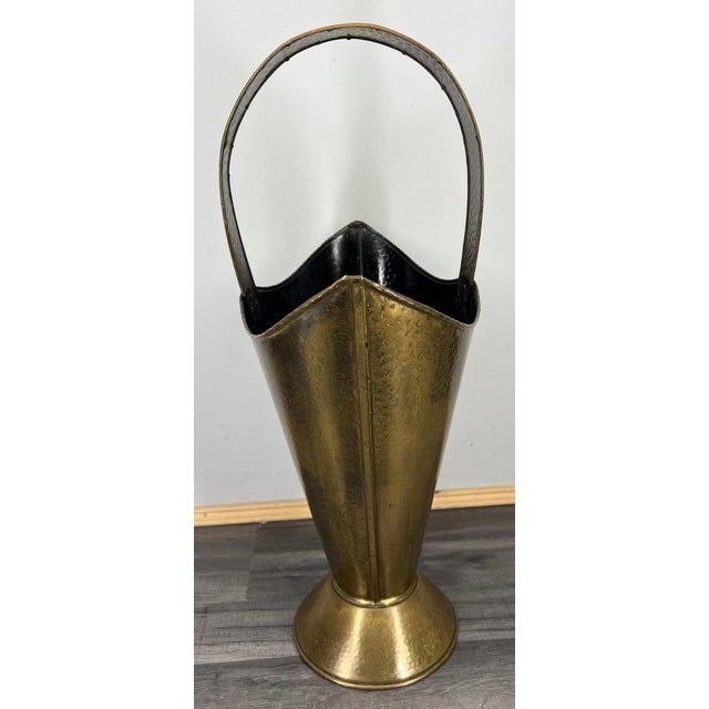 Vintage French Style Copper and Hammered Brass Umbrella Stand For Sale - Image 3 of 12