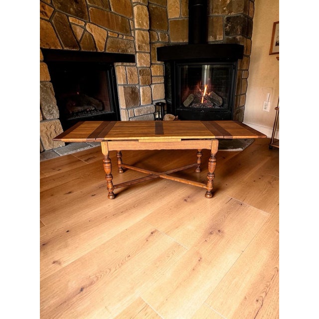 All pictures were taken in natural sunlight. Exceptional quality (sturdy!) table featuring solid mahogany panels that run...