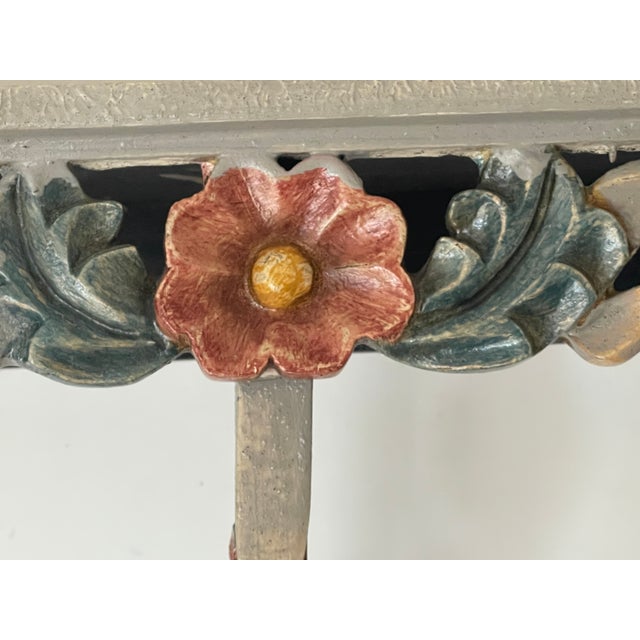 1950s 1950s Small Hollywood Regency Carved Floral Wall Console For Sale - Image 5 of 5