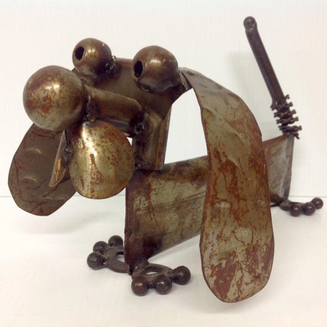 Industrial Steampunk Weiner Dog Sculpture. Extremely well executed piece of 70s. We ALWAYS accept reasonable offers....