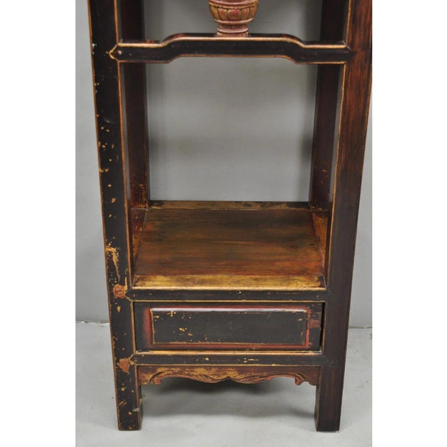 Wood Antique Chinese Carved Hardwood Altar Console Table Sideboard Buffet W/ Drawers For Sale - Image 7 of 18