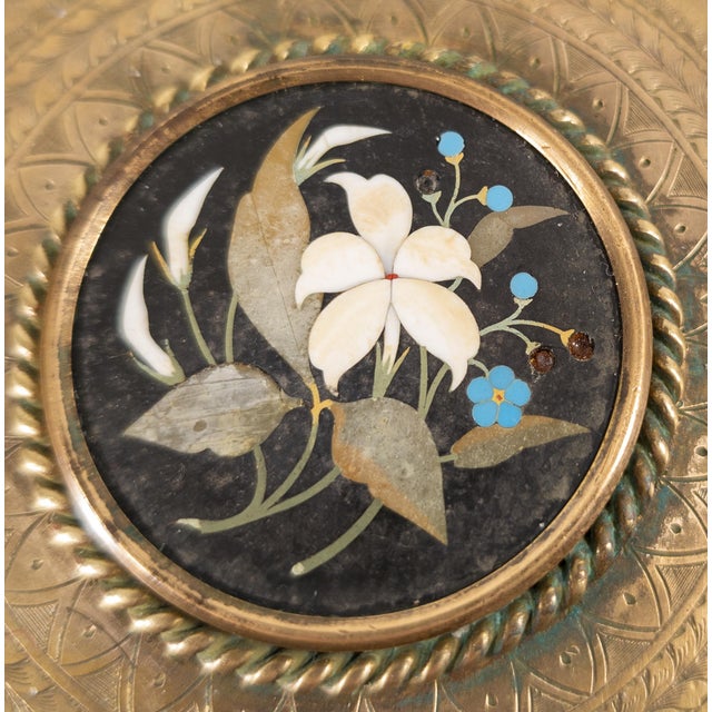 19th Century Gilt Brass or Bronze Pietra Dura and Champleve Enamel Box For Sale - Image 4 of 9