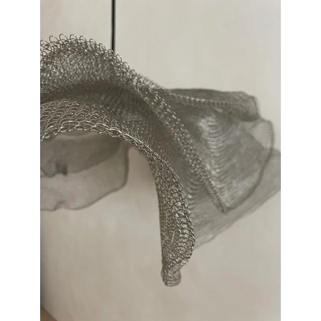 21st Century Handcrafted Knitted Lamp Veil in Silver Color, D100cm For Sale - Image 6 of 9