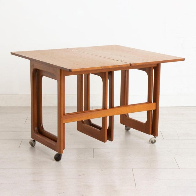 Brown Triform Nesting Tables with Fold Out Top from McIntosh, 1960s, Set of 3 For Sale - Image 8 of 9