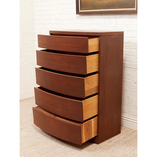 Mid 20th Century Mid 20th Century Five Drawer Bowed Front Art Deco Dresser Highboy For Sale - Image 5 of 11