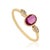 Modern Ruby & Marquise Diamond Three-Stone Bezel Set Ring 14k Yellow Gold Size 4 For Sale - Image 4 of 16