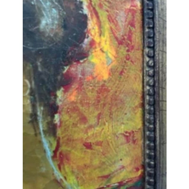Gold Vintage Sacha Tébo Signed Encaustic Nude Portrait Painting, 1968, Haitian Modernist For Sale - Image 8 of 11