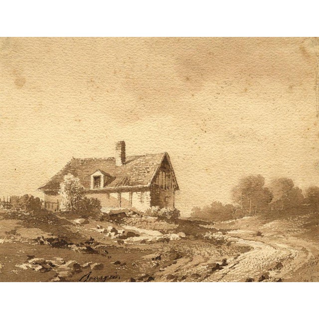 Possibly Amédée Bourgeois, Rural House in France, Early 19th Century, Watercolour For Sale - Image 3 of 3