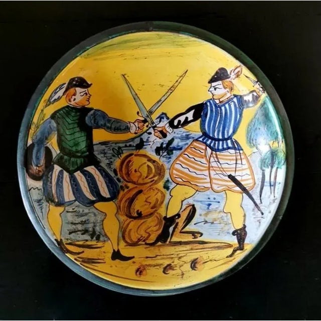 1960s Deruta Italian Ceramic Hand Painted Wall Plates - Set of 3 For Sale - Image 5 of 13