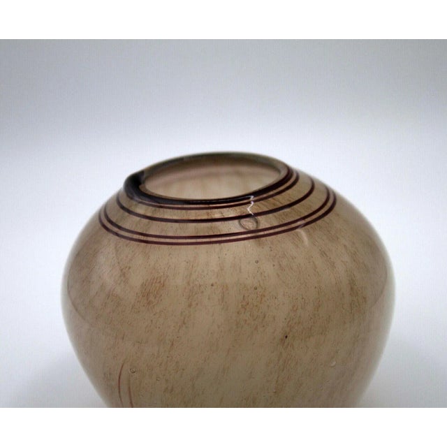 Late 20th Century Late 20th Century Willem Heesen Contemporary Earth Toned Art Glass Vessel with Swirl Line Design For Sale - Image 5 of 7