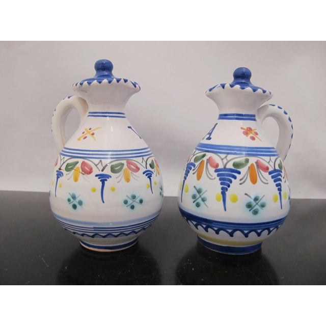 Spanish Spanish De La Cal Barreira Pottery Oil & Vinegar Cruet Condiment Serving Tray For Sale - Image 3 of 18