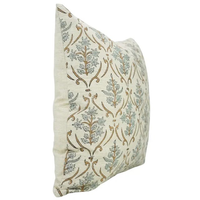 Art Deco Fabdivine Traditional Block Print Pillow Cover 20x20 Inch Linen Blend-Vishal Pushp For Sale - Image 3 of 5