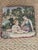 Vintage French country pastoral scene, Bucolic Tapestry Pillow with Young Woman, Small Child, and a Dog. Jacquard woven...