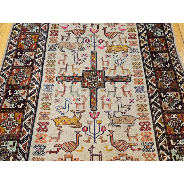 "Extremely rare and very collectable Qashqai tribal tapestry hand-woven rug in the “Tree of Life” pattern. This tapestry...