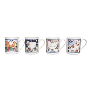 Whimsical Farm Toy Mugs, Set of 4 For Sale