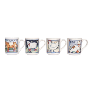 Whimsical Farm Toy Mugs, Set of 4