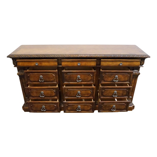 Early 21st Century Ashley Furniture Casa Mollino Pecan Rustic European 74" Triple Dresser B543-31 For Sale - Image 5 of 12