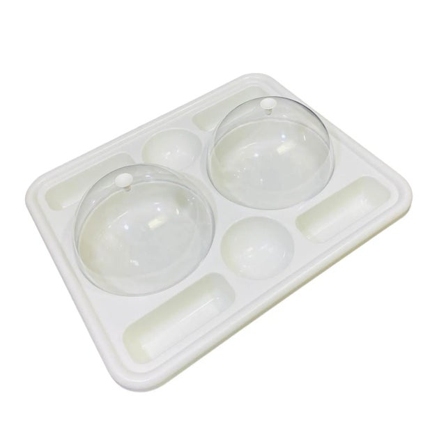 1970's Multi-Compartment Tray Valet With Two Dome Covers For Sale - Image 4 of 13