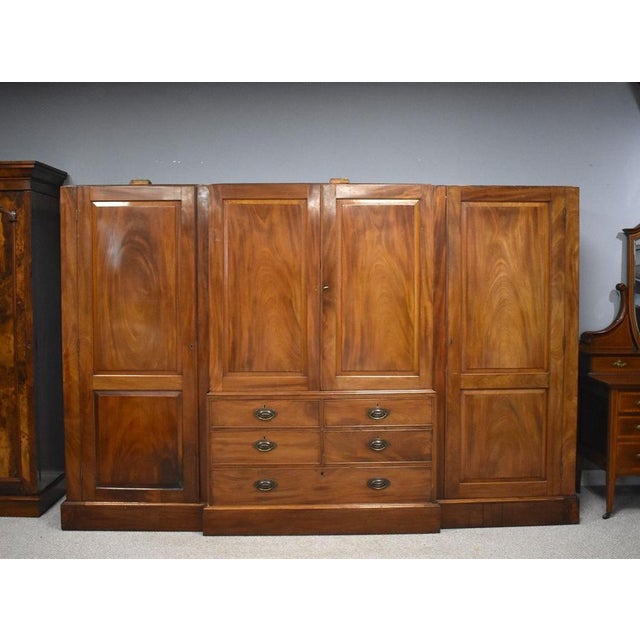 Mid 19th Century 19th Century Mahogany Four-Door Breakfront Wardrobe, 1860s For Sale - Image 5 of 16
