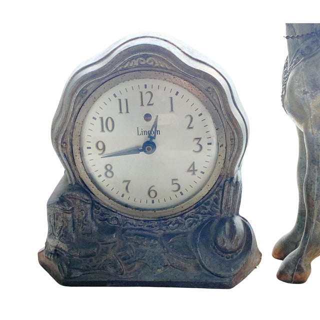 Mid 20th Century Vintage Mid-Century Equestrian Horse & Desk Clock Sculpture For Sale - Image 5 of 6