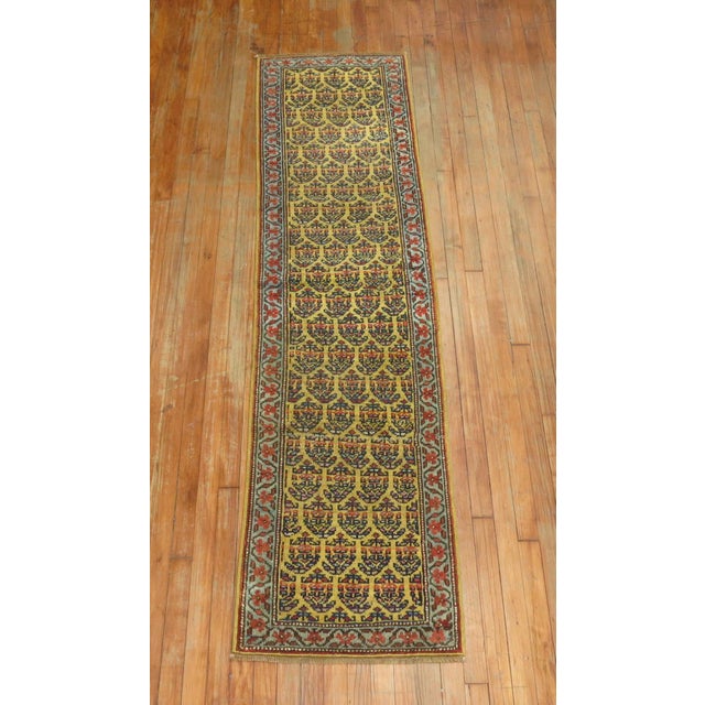 Narrow Paisley Yellow Antique Runner - 1'11" x 7'6" For Sale In New York - Image 6 of 6