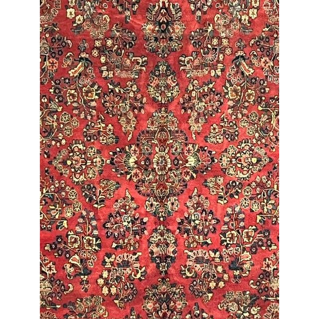 Wool pile genuine hand made vintage Persian Square Sarouk - Thick pile