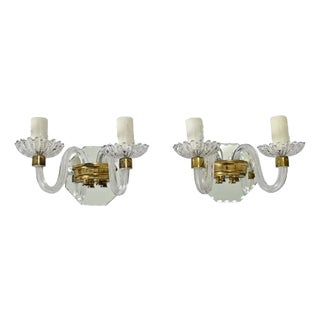 Italian 20th Century Pair of Glass & Mirror Sconces For Sale