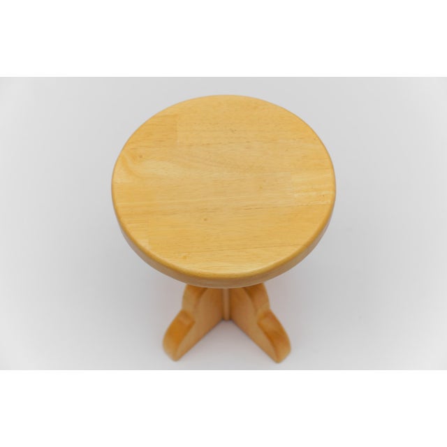 Wood Mid-Century Modern Handmade Beech Stool, France, 1960s For Sale - Image 7 of 14