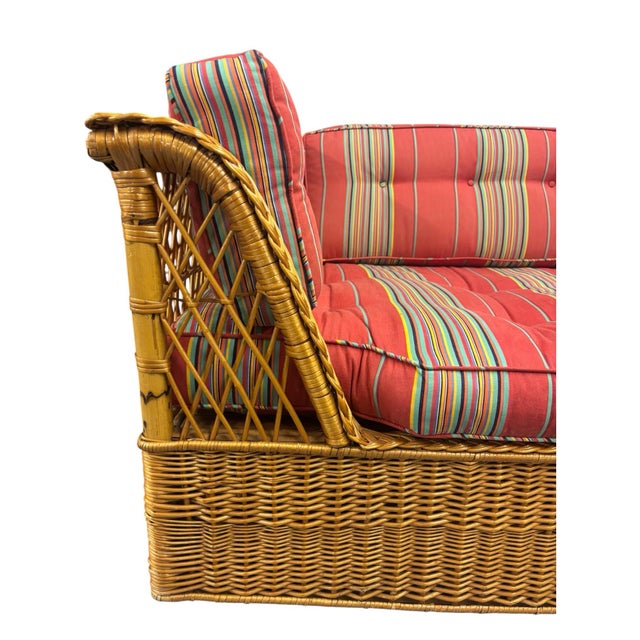 Hollywood Regency 1990s McGuire Wicker Couch For Sale - Image 3 of 7