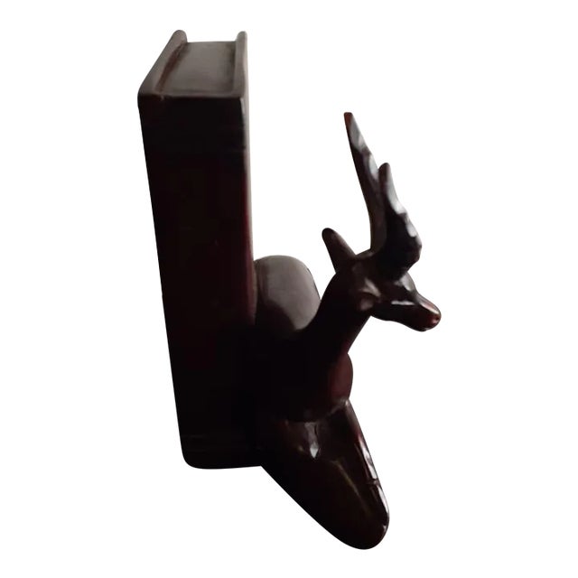 1960s Wooden Reindeer Single Bookend For Sale