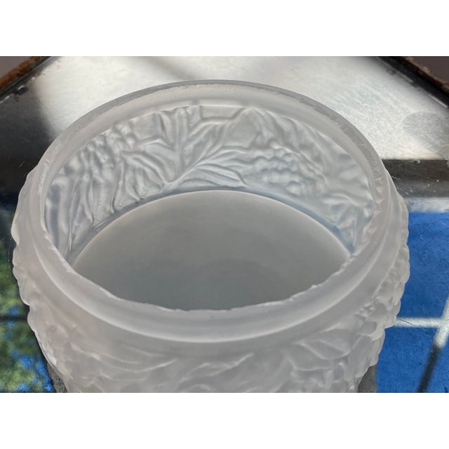 Consolidated Lamp & Glass Co. 1920s Art Deco Consolidated Glass Lovebirds Frosted Glass Jar For Sale - Image 4 of 5