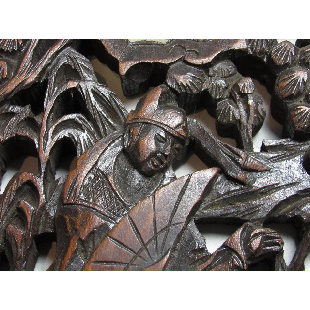 Chinese Carved Wood Hanging Panel For Sale - Image 10 of 12