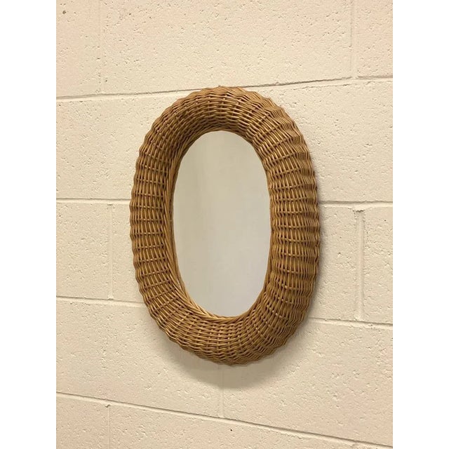 Mirror in wicker and bamboo 80s