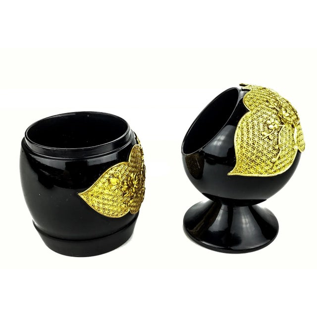Black Lacquer & Gold Decorated Japanese Containers For Sale - Image 11 of 11