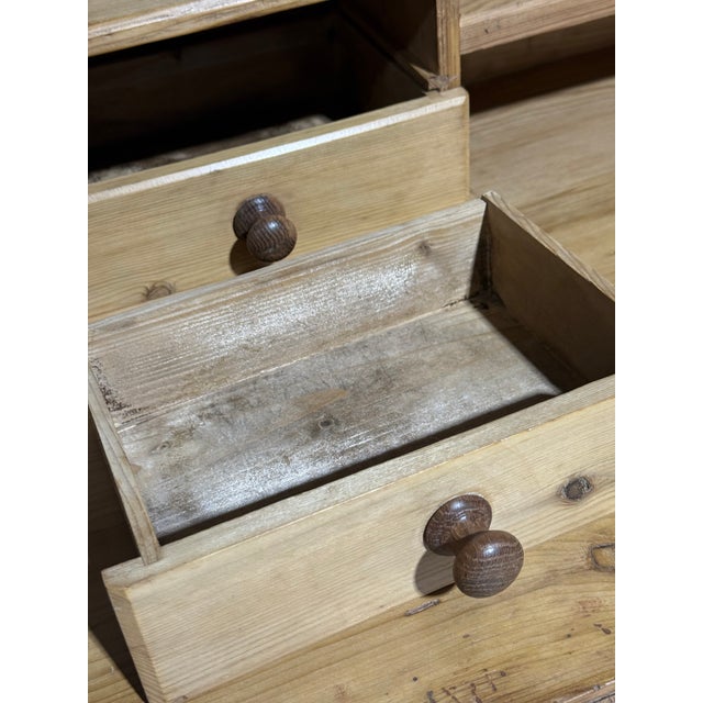 Tan Antique Pine Sideboard With Drawers and Cupboard From England For Sale - Image 8 of 18
