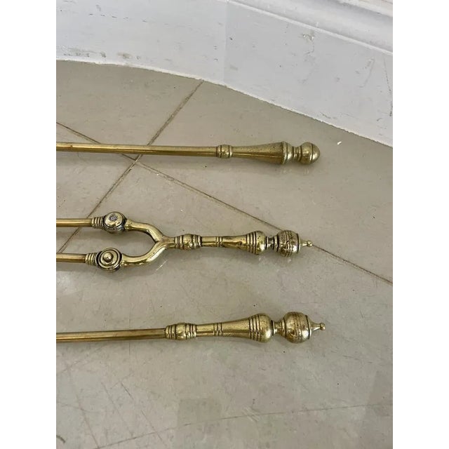 Antique Victorian Brass Fire Irons, 1860s, Set of 3 For Sale - Image 4 of 6