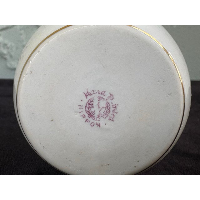White Antique Hand-Painted Nippon Porcelain Perfume Bottle With Raised Gilt & Floral Garland – Circa 1900 For Sale - Image 8 of 9