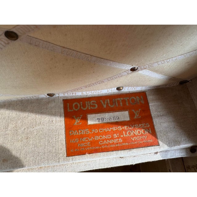 Antique Louis Vuitton Monogram Canvas Cabin 100 Trunk, Black Lacquered Iron Hardware, Dated 1911, Monogrammed v.b.n [Ll] For Sale - Image 10 of 12