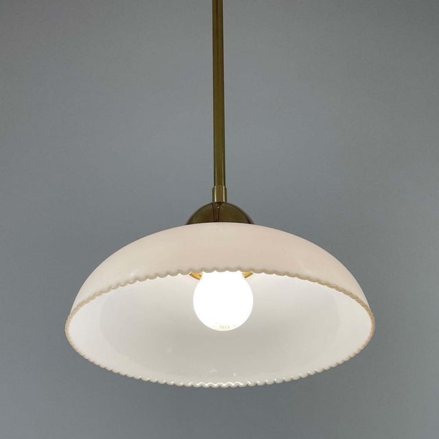 Gold Art Deco White Opaline Glass and Brass Pendants, Sweden, 1940s, Set of 2 For Sale - Image 8 of 14