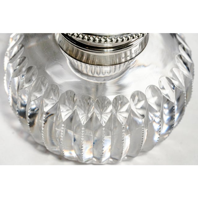 Brilliant Large Antique Cut Crystal Paperweight Inkwell With Sterling Silver Lid Luxury Desk Accessory Home Decor For Sale - Image 15 of 17