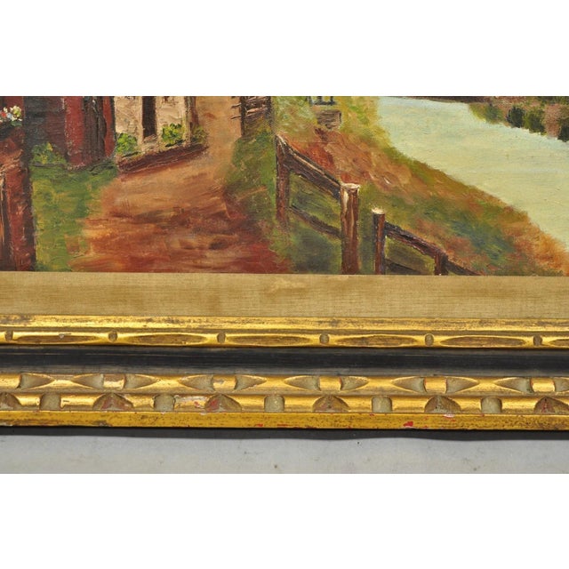 Vintage Angela Dudley "Lake Garda. Italy" Italian Hollywood Regency Oil Painting For Sale - Image 12 of 18