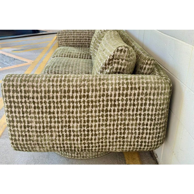 Modern Revelation Modern Olive Green Boucle and Tweed Cotton Patch Sofa For Sale - Image 3 of 7