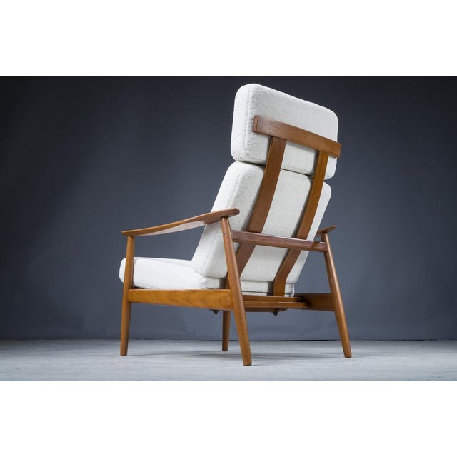 Mid-Century Modern Set of Mid-Century Danish Lounge Chair And Ottoman in Teak and Wool Boucle by Arne Vodder for France & Søn, 1960s For Sale - Image 3 of 18